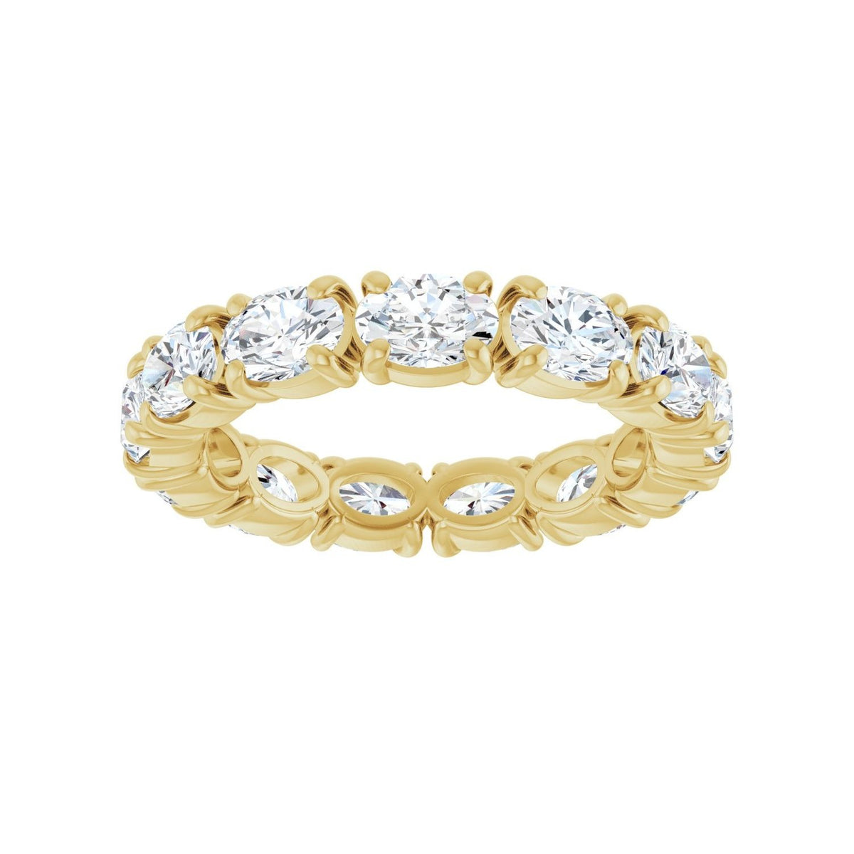 Sapphire Row Natural Diamond Oval Eternity Band - 14K Yellow Gold, 5 × 3.5 mm, 7 (view 3)