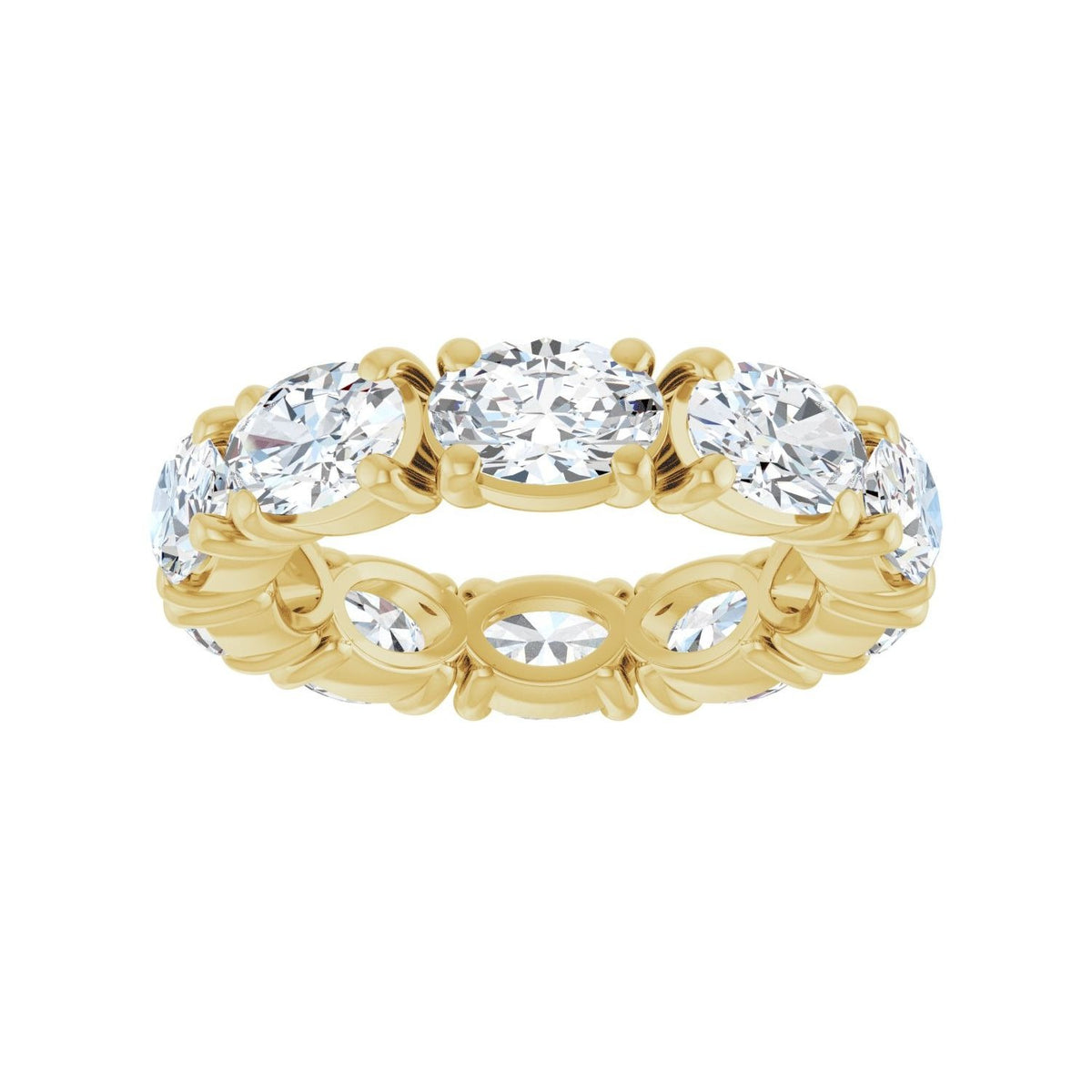 Sapphire Row Natural Diamond Oval Eternity Band - 14K Yellow Gold, 6 × 4 mm, 4.5 (view 3)