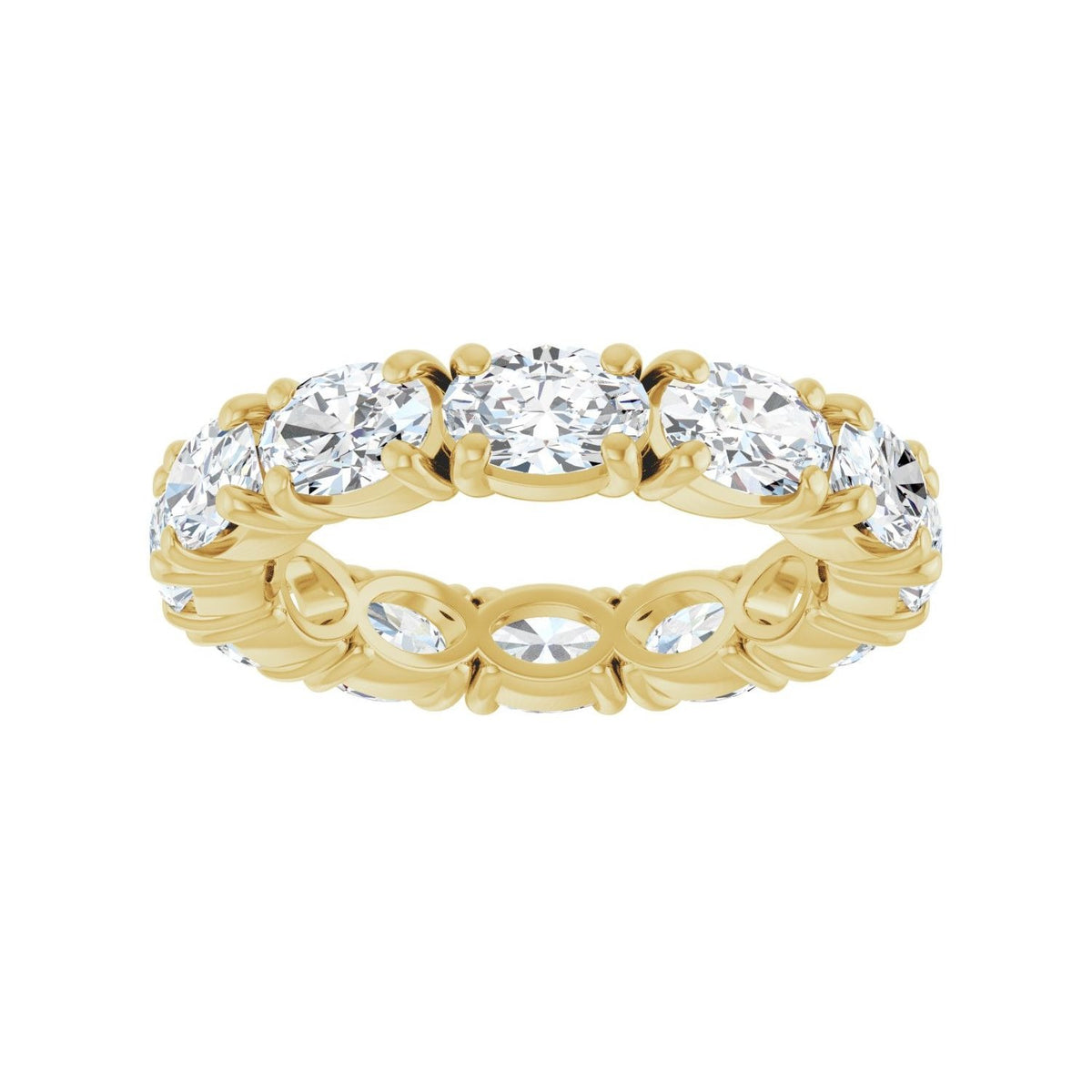 Sapphire Row Natural Diamond Oval Eternity Band - 14K Yellow Gold, 6 × 4 mm, 7.5 (view 3)