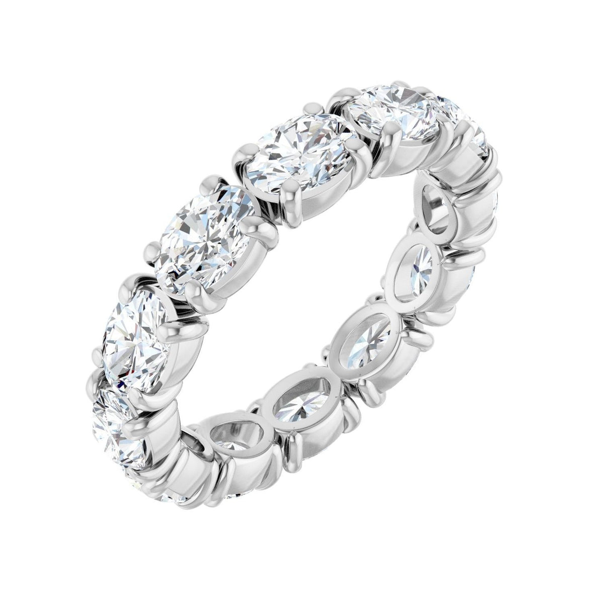 Sapphire Row Natural Diamond Oval Eternity Band - Platinum, 5 × 3.5 mm, 5.5