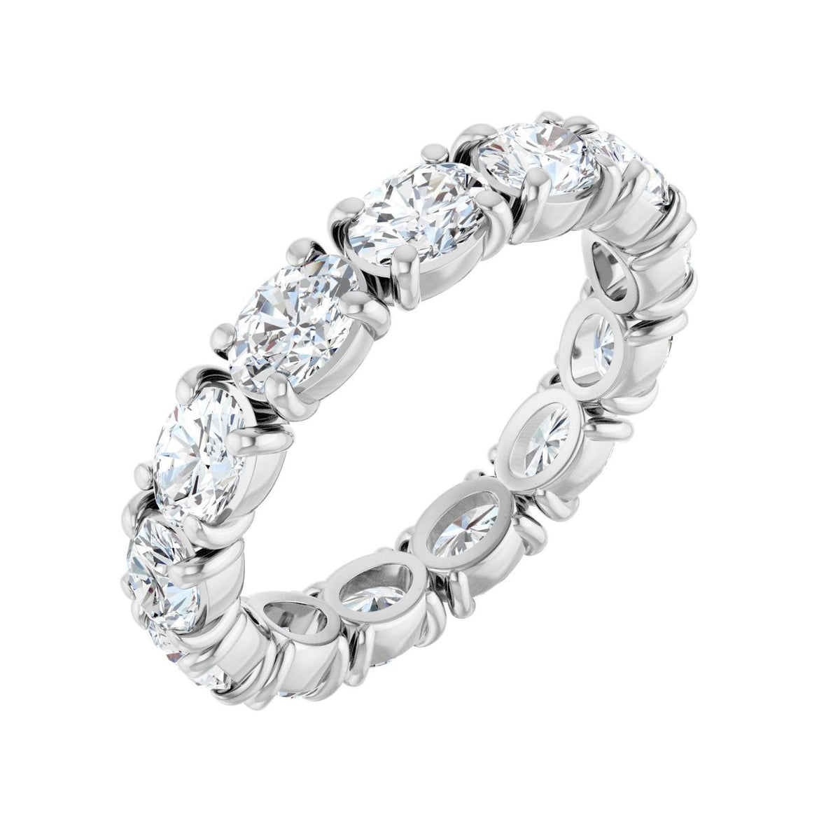 Sapphire Row Natural Diamond Oval Eternity Band - Platinum, 5 × 3.5 mm, 7.5