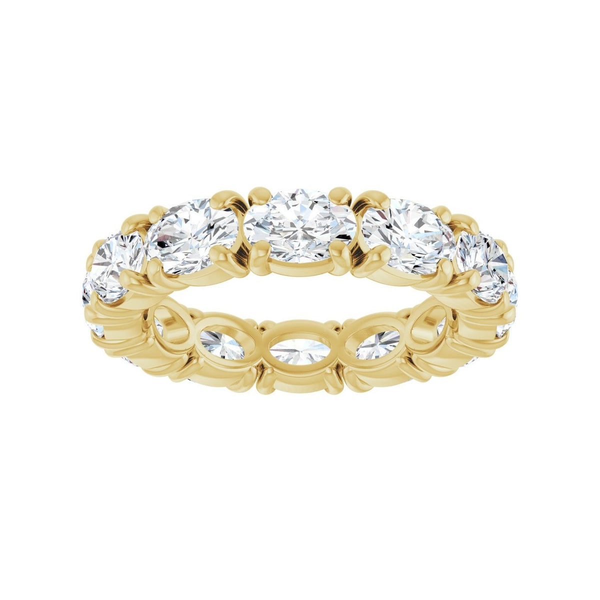 Sapphire Row Natural Diamond Oval Eternity Band - 14K Yellow Gold, 5 × 3.5 mm, 4.5 (view 3)