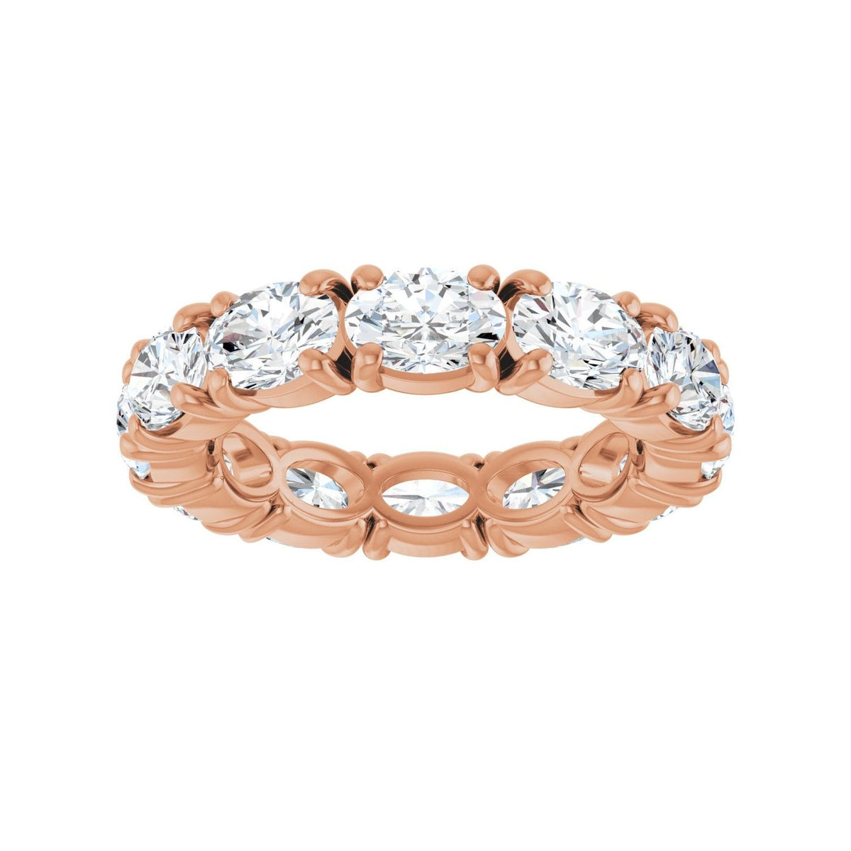 Sapphire Row Natural Diamond Oval Eternity Band - 14K Rose Gold, 5 × 3.5 mm, 4 (view 3)