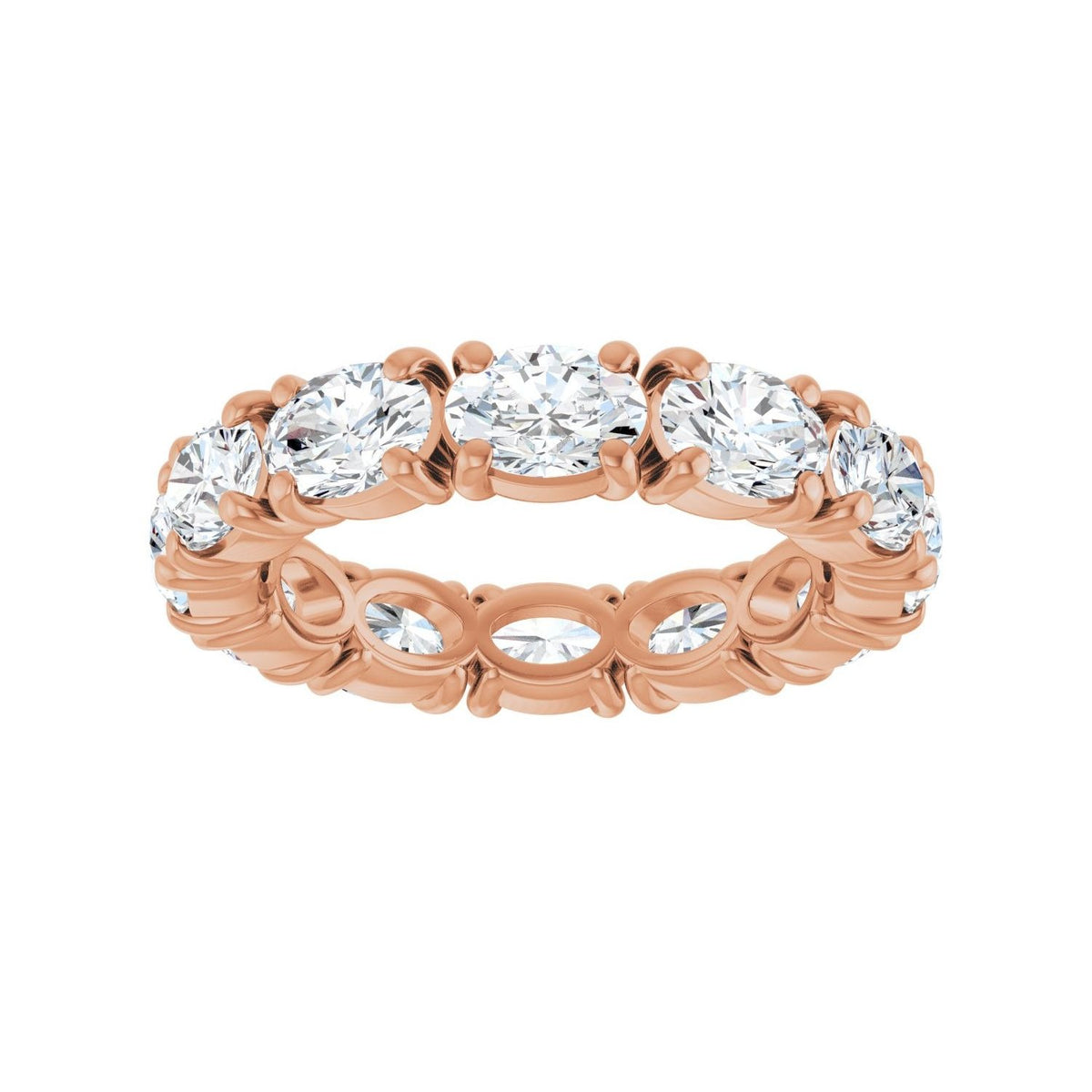 Sapphire Row Natural Diamond Oval Eternity Band - 14K Rose Gold, 5 × 3.5 mm, 5 (view 3)
