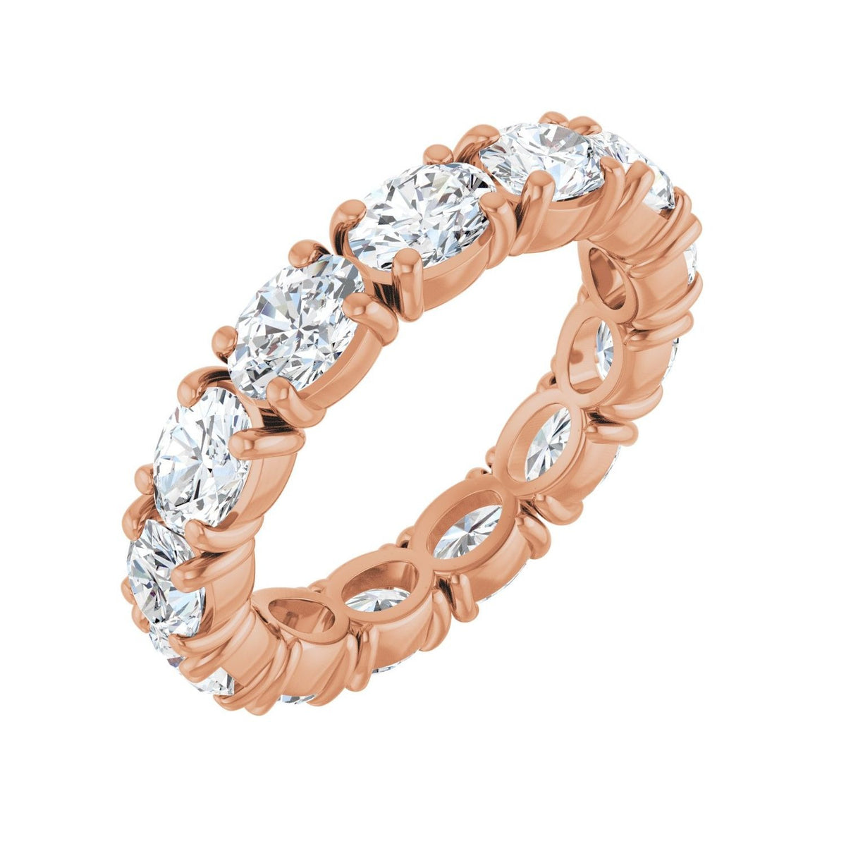 Sapphire Row Natural Diamond Oval Eternity Band - 14K Rose Gold, 5 × 3.5 mm, 6