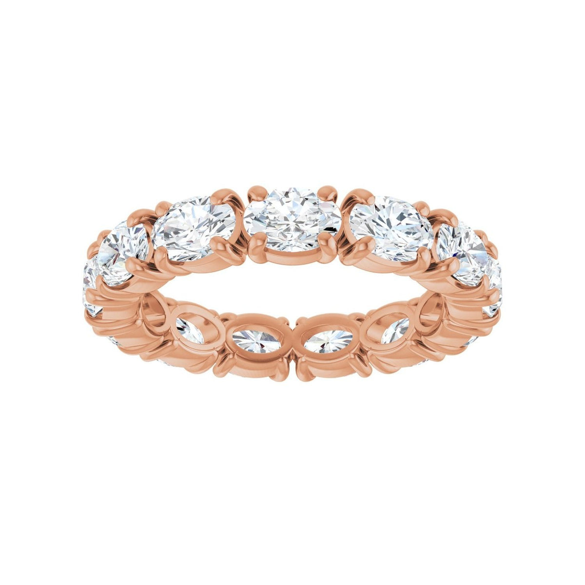 Sapphire Row Natural Diamond Oval Eternity Band - 14K Rose Gold, 5 × 3.5 mm, 7 (view 3)