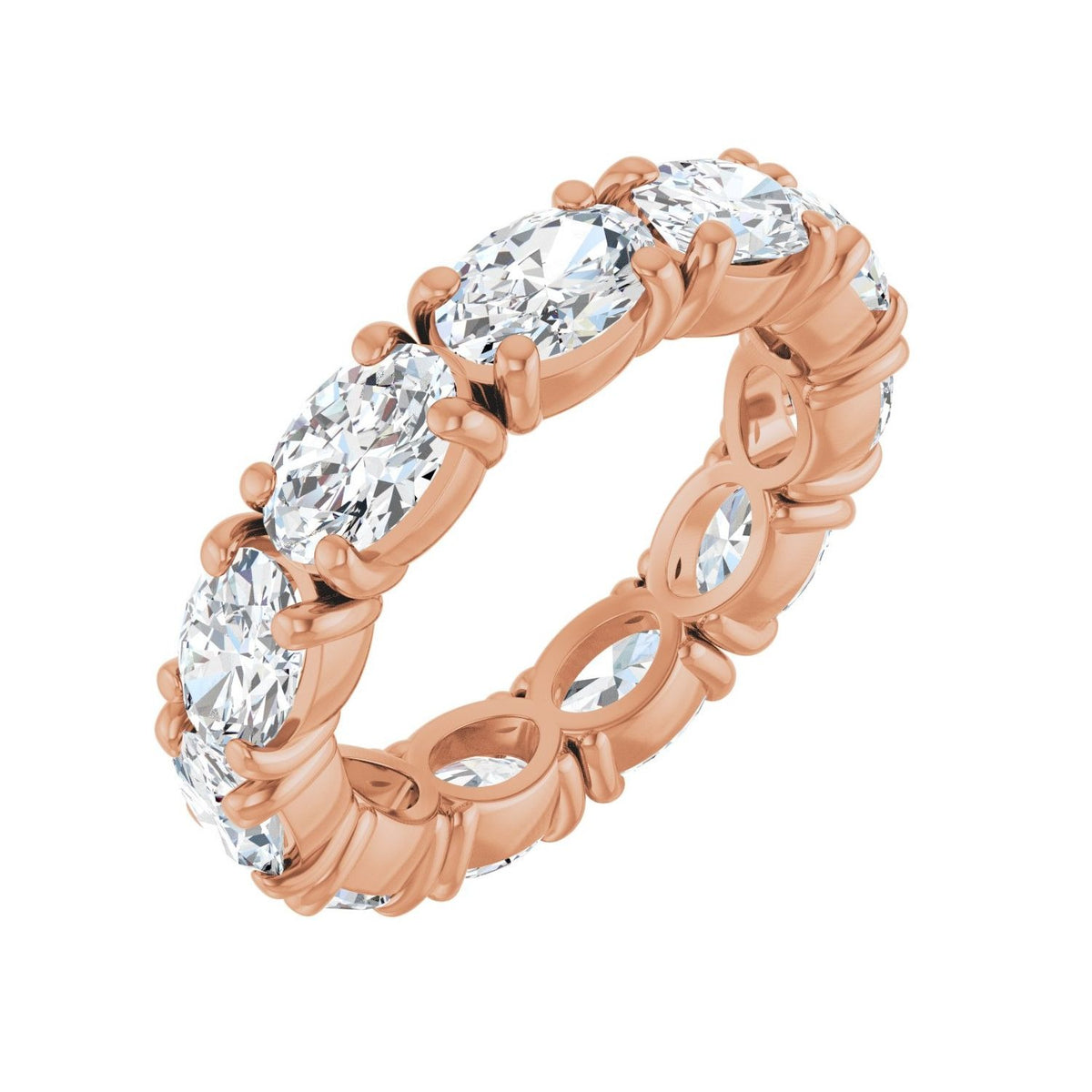 Sapphire Row Natural Diamond Oval Eternity Band - 14K Rose Gold, 6 × 4 mm, 5.5