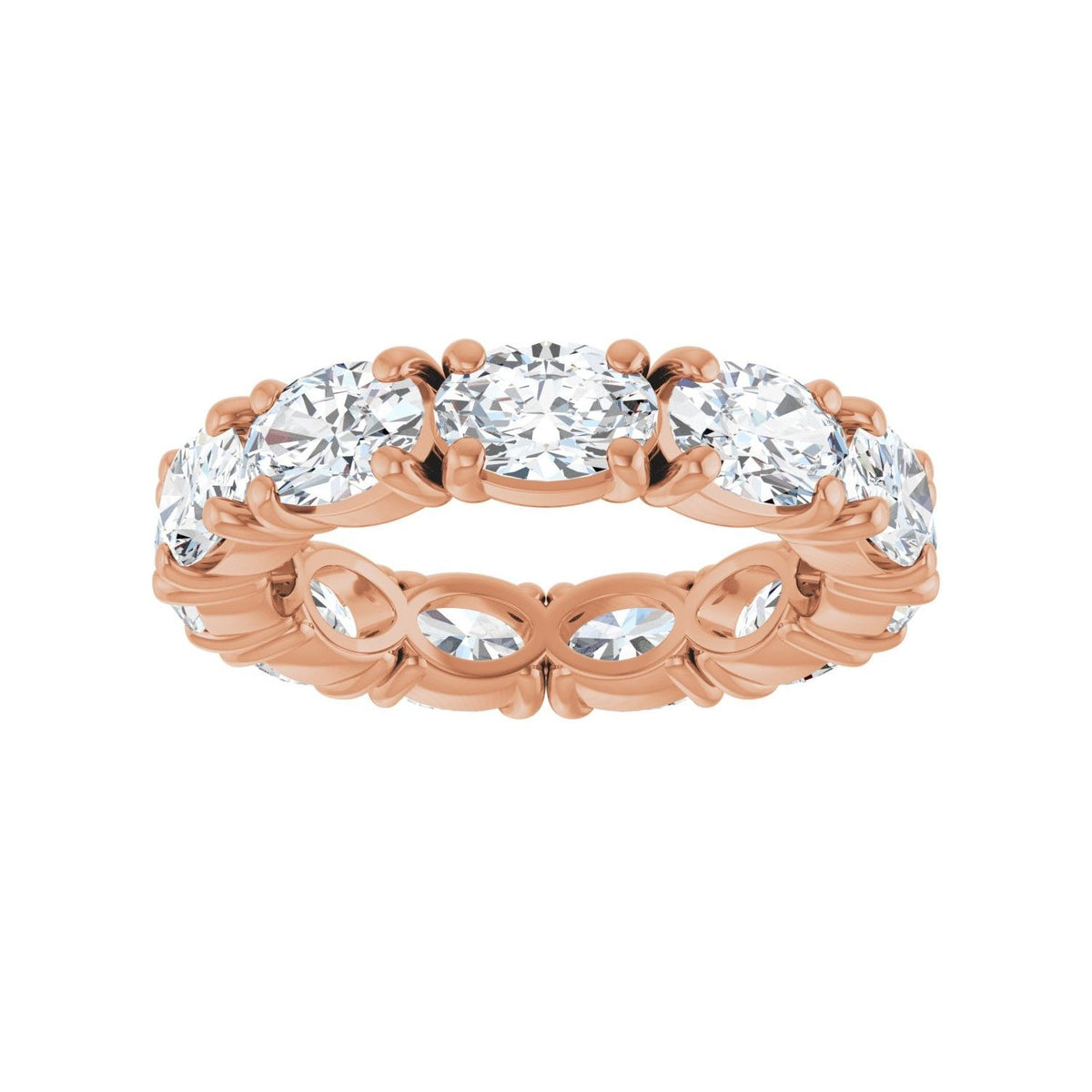 Sapphire Row Natural Diamond Oval Eternity Band - 14K Rose Gold, 6 × 4 mm, 5.5 (view 3)