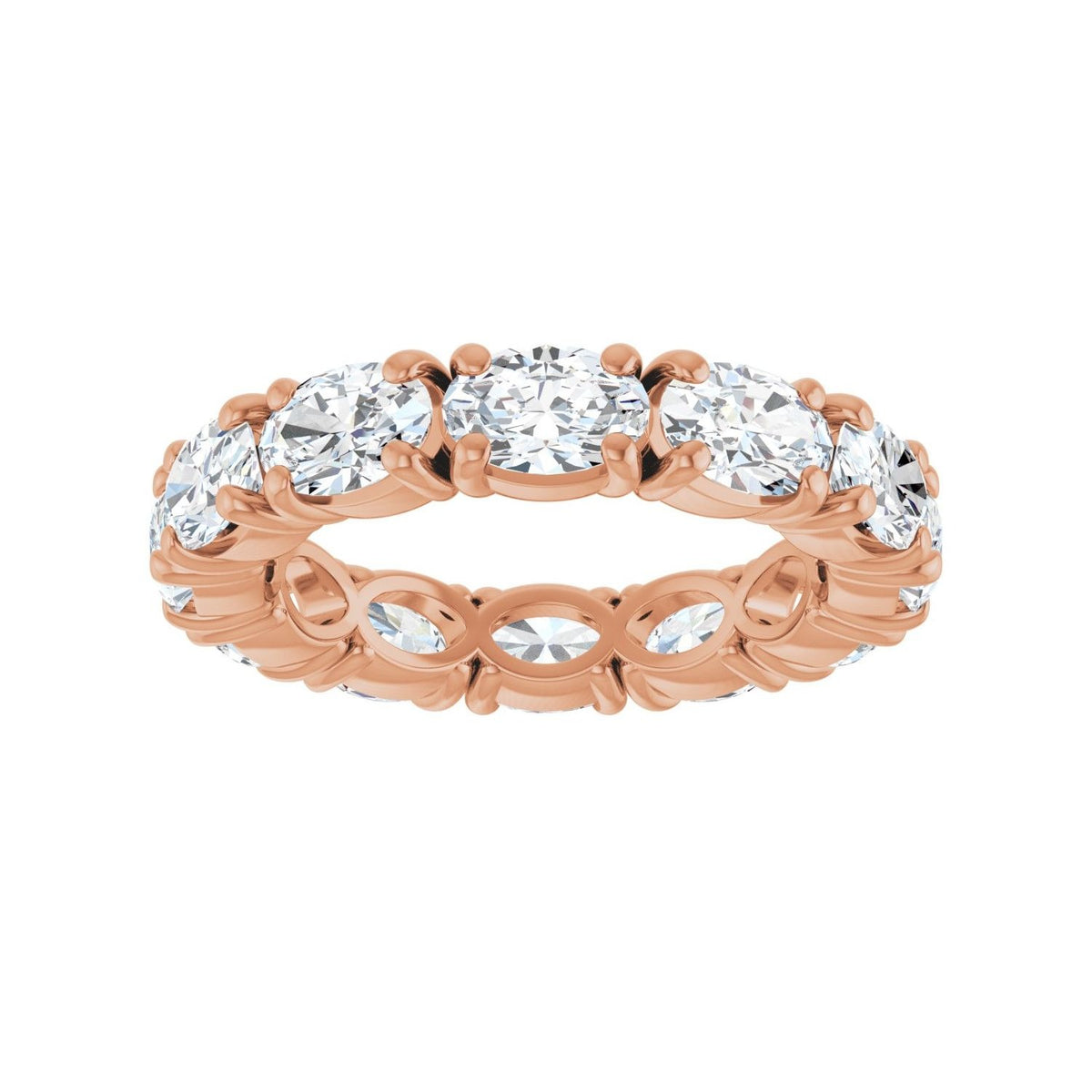 Sapphire Row Natural Diamond Oval Eternity Band - 14K Rose Gold, 6 × 4 mm, 7.5 (view 3)
