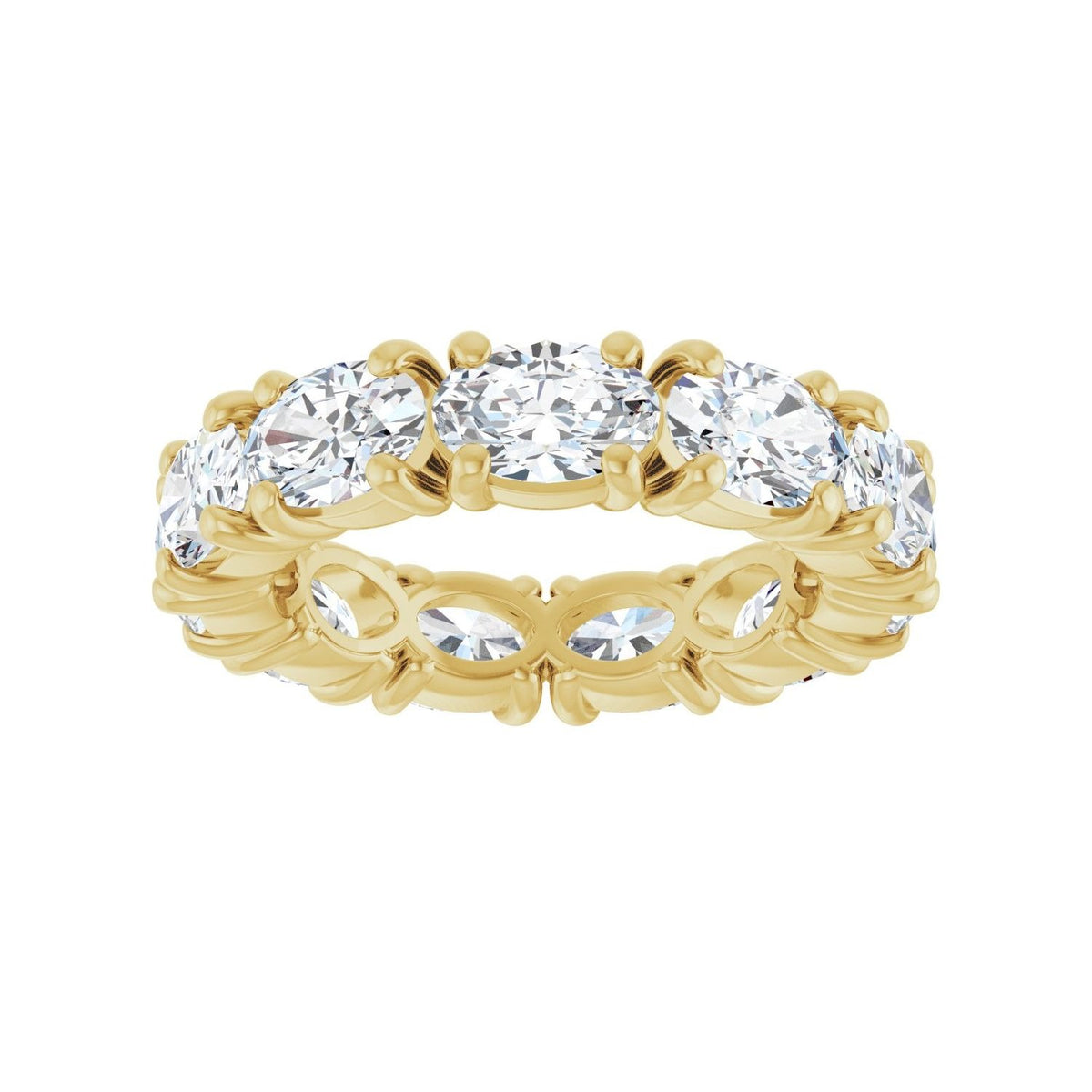 Sapphire Row Natural Diamond Oval Eternity Band - 14K Yellow Gold, 6 × 4 mm, 5 (view 3)