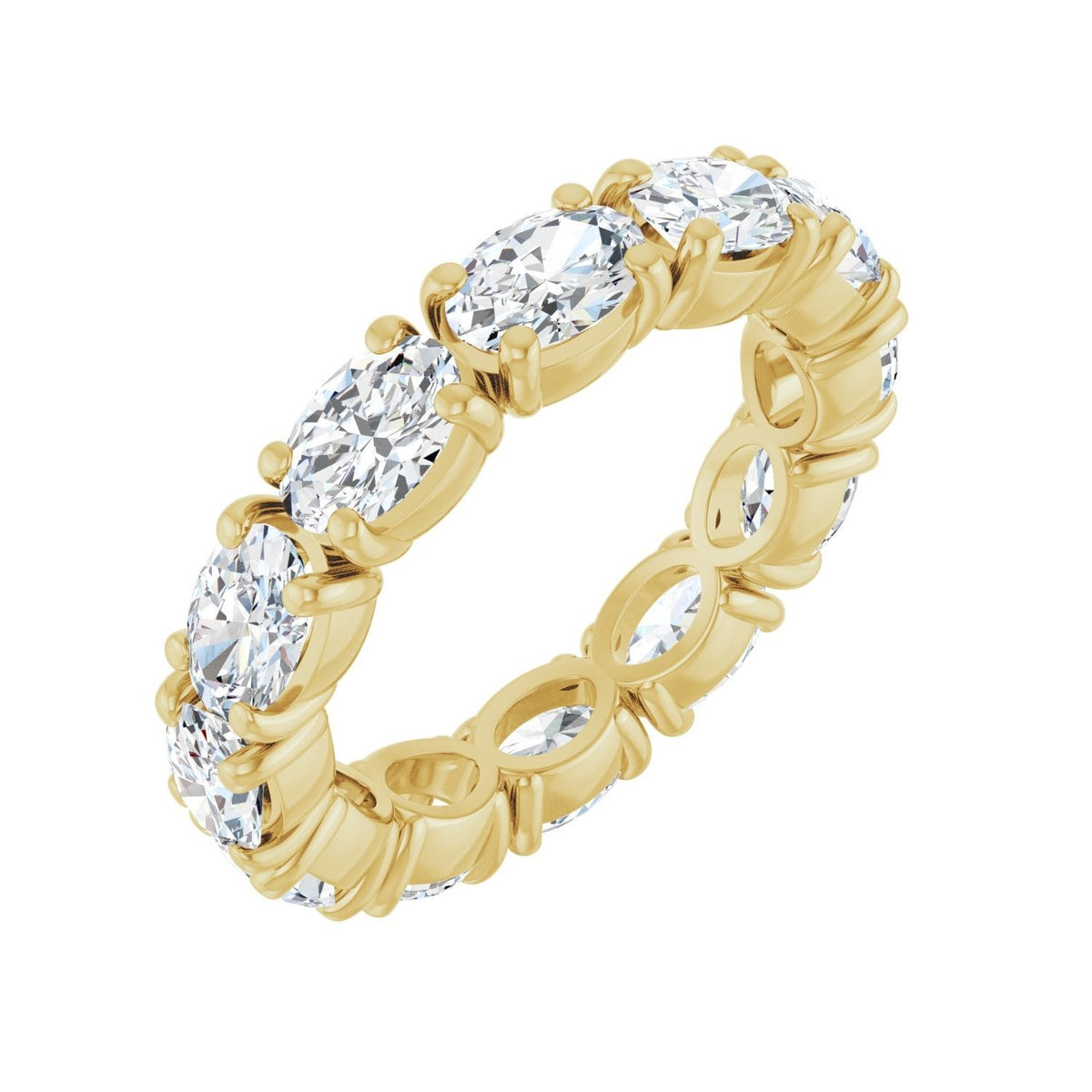 Sapphire Row Natural Diamond Oval Eternity Band - 14K Yellow Gold, 6 × 4 mm, 8