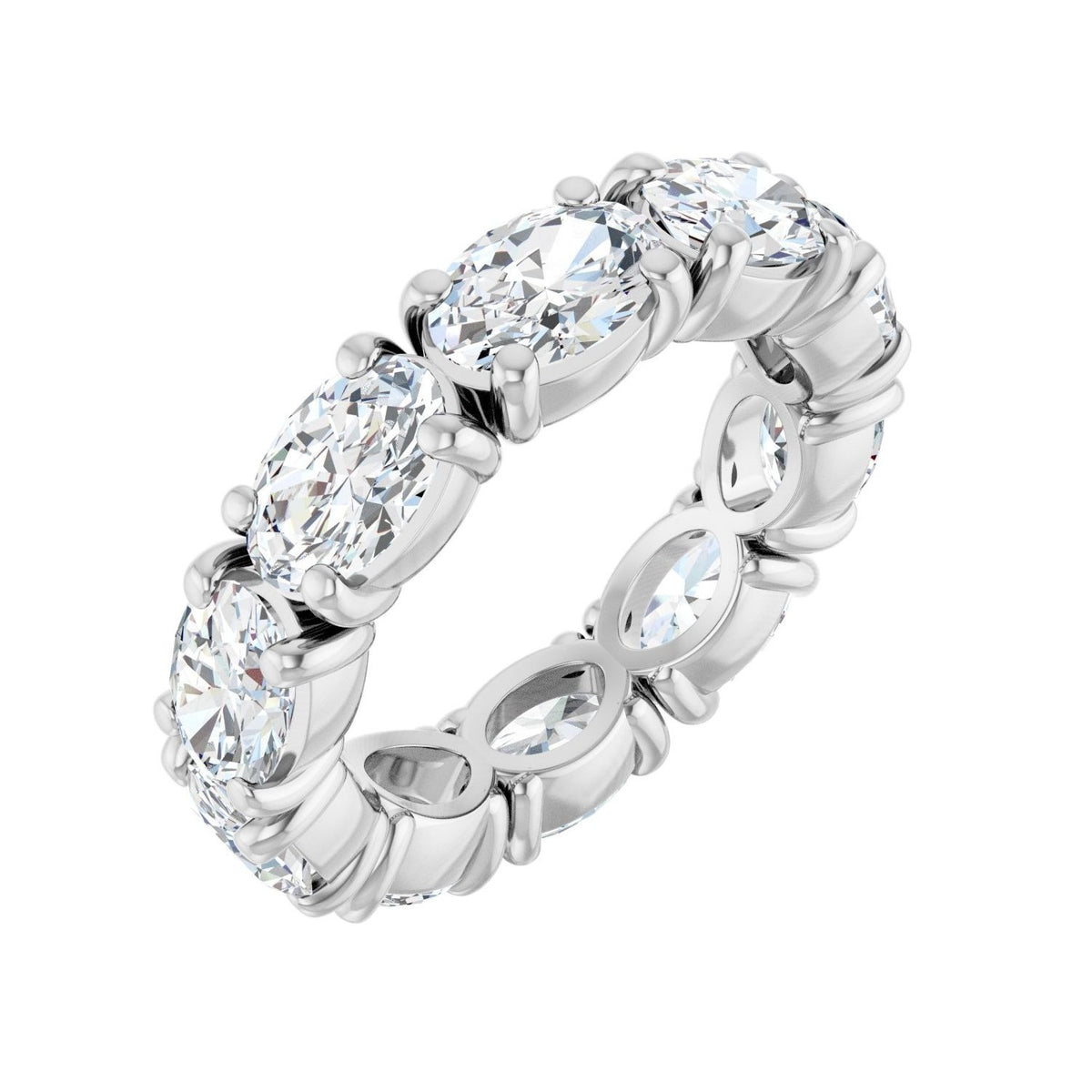 Sapphire Row Natural Diamond Oval Eternity Band - Platinum, 6 × 4 mm, 4