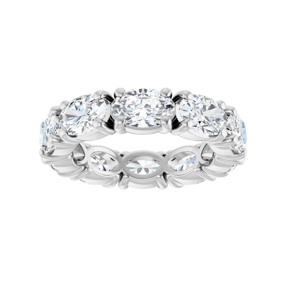 Sapphire Row Natural Diamond Oval Eternity Band - Platinum, 6 × 4 mm, 4 (view 3)