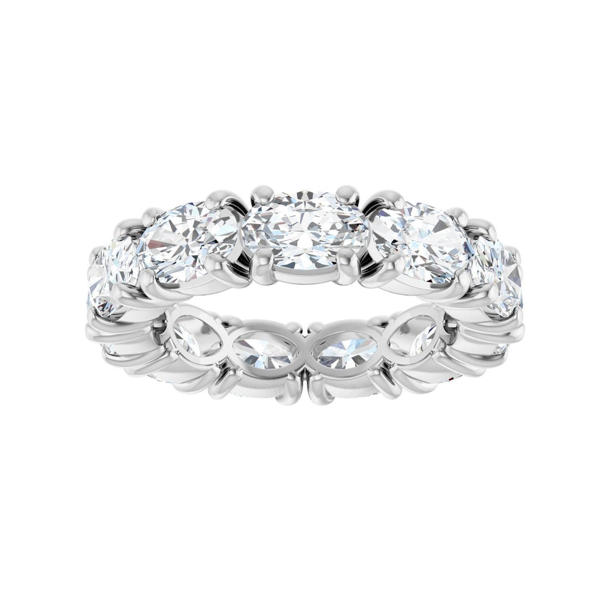 Sapphire Row Natural Diamond Oval Eternity Band - Platinum, 6 × 4 mm, 5 (view 3)