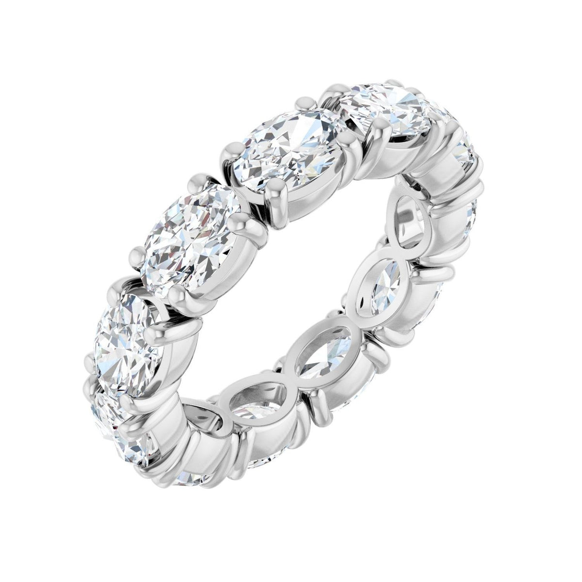 Sapphire Row Natural Diamond Oval Eternity Band - Platinum, 6 × 4 mm, 6
