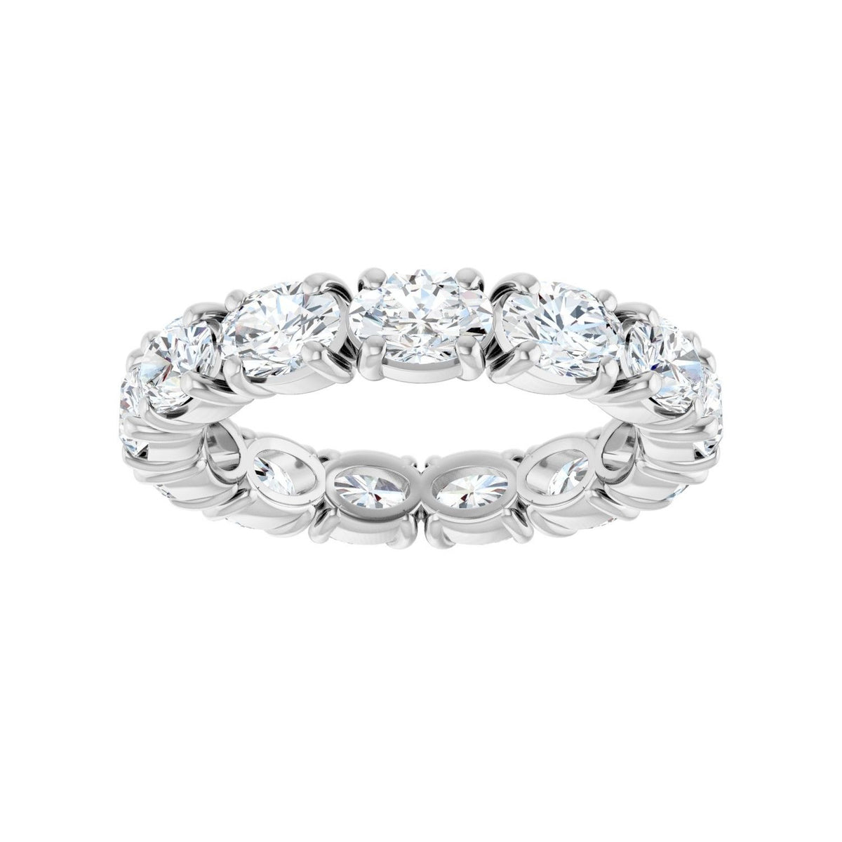 Sapphire Row Natural Diamond Oval Eternity Band - 14K White Gold, 5 × 3.5 mm, 6.5 (view 3)
