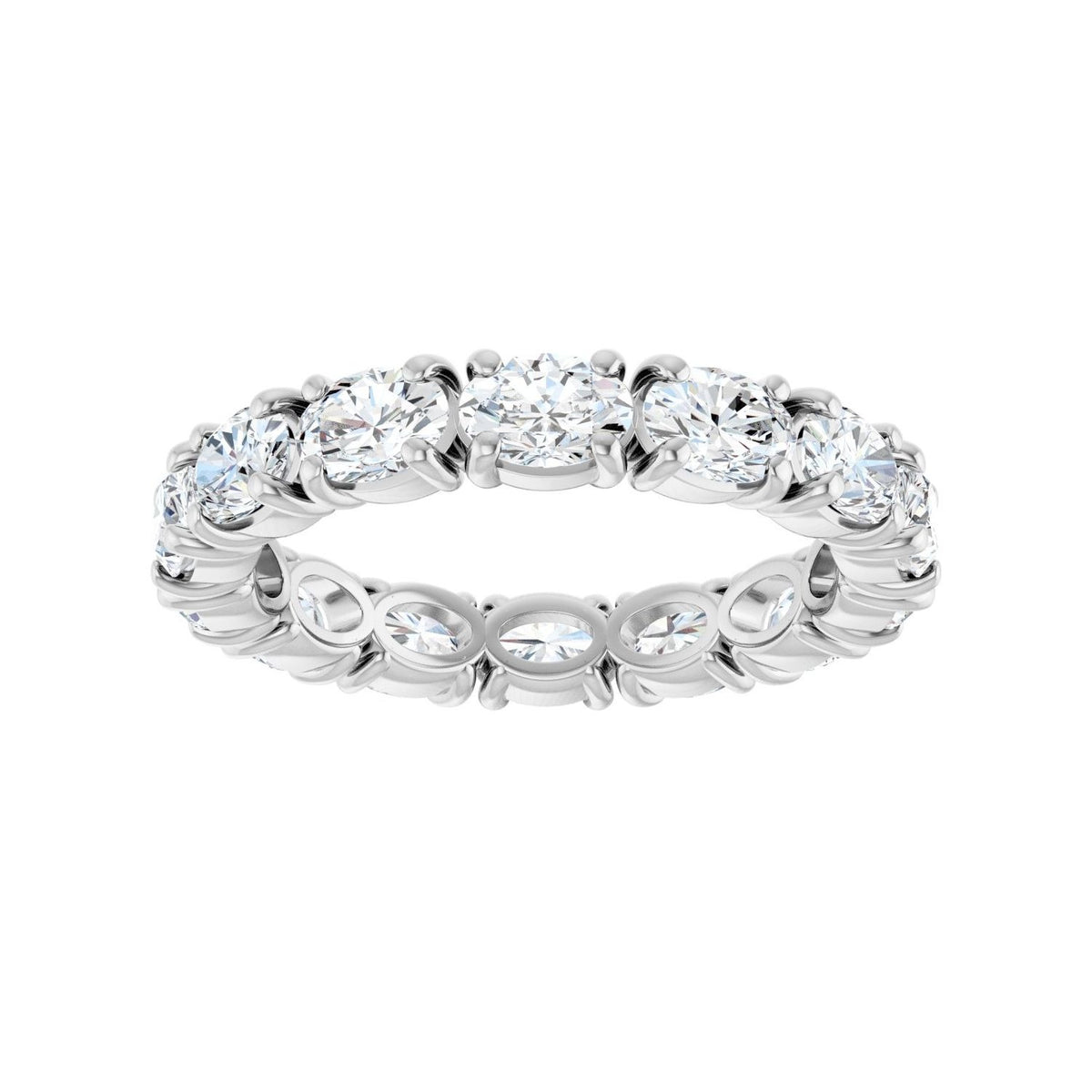 Sapphire Row Natural Diamond Oval Eternity Band - 14K White Gold, 5 × 3.5 mm, 8.5 (view 3)