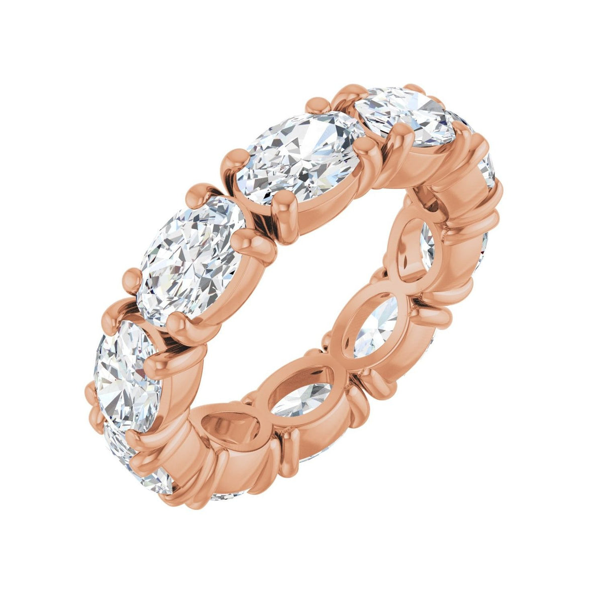 Sapphire Row Natural Diamond Oval Eternity Band - 14K Rose Gold, 6 × 4 mm, 4