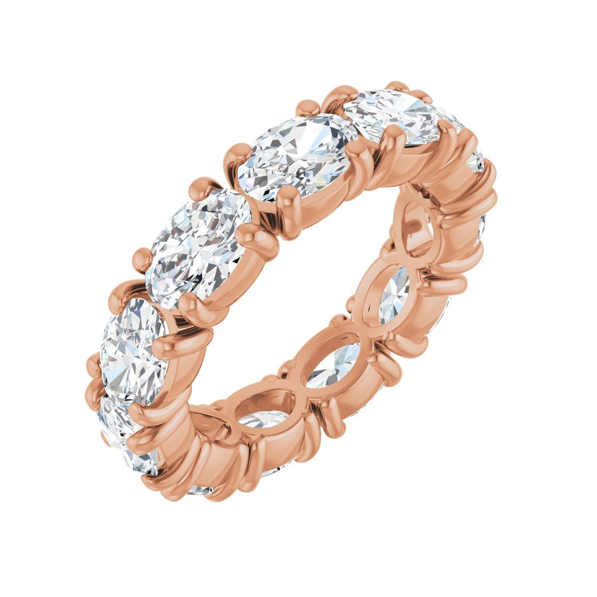 Sapphire Row Natural Diamond Oval Eternity Band - 14K Rose Gold, 6 × 4 mm, 5