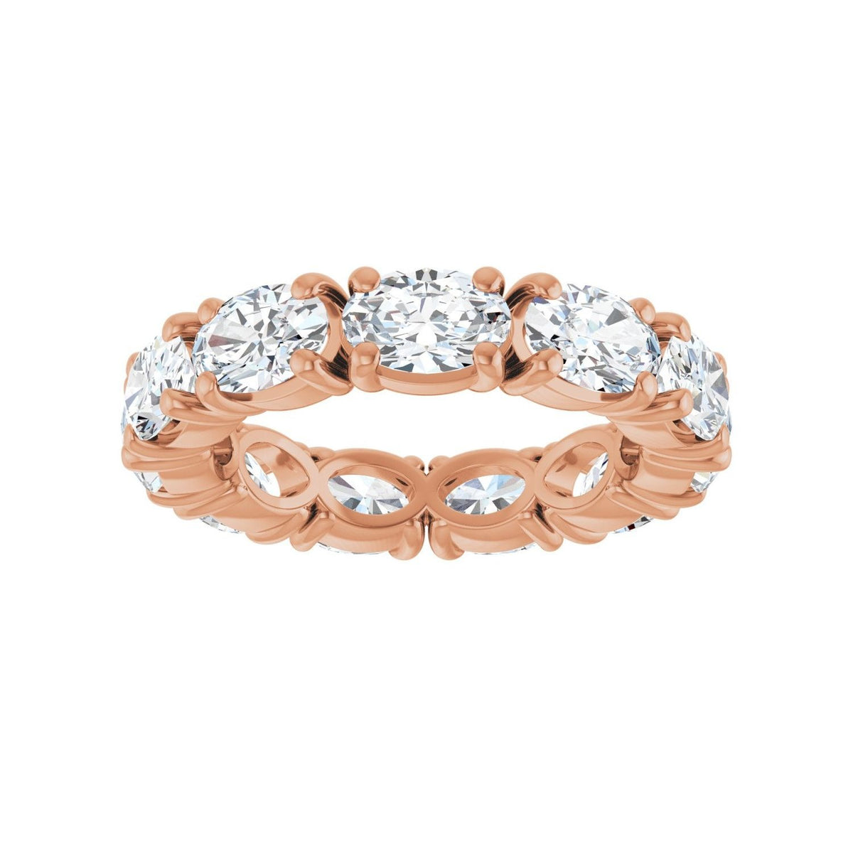 Sapphire Row Natural Diamond Oval Eternity Band - 14K Rose Gold, 6 × 4 mm, 6 (view 3)