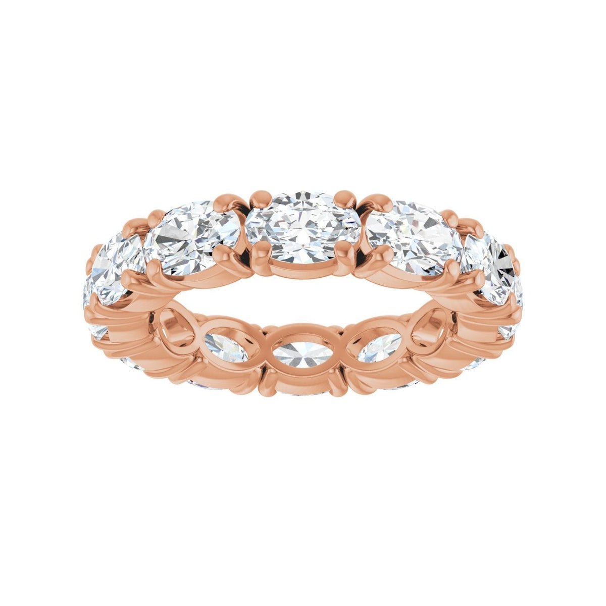 Sapphire Row Natural Diamond Oval Eternity Band - 14K Rose Gold, 6 × 4 mm, 7 (view 3)