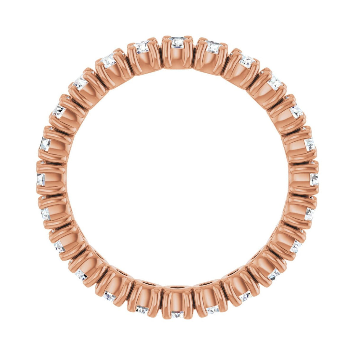 Sapphire Row Natural Diamond Round Eternity Band - 14K Rose Gold, 2.25 mm, 4.5 (view 2)