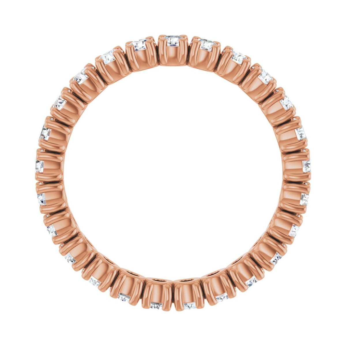 Sapphire Row Natural Diamond Round Eternity Band - 14K Rose Gold, 2.25 mm, 5.5 (view 2)