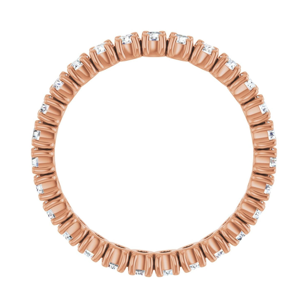 Sapphire Row Natural Diamond Round Eternity Band - 14K Rose Gold, 2.25 mm, 7.5 (view 2)