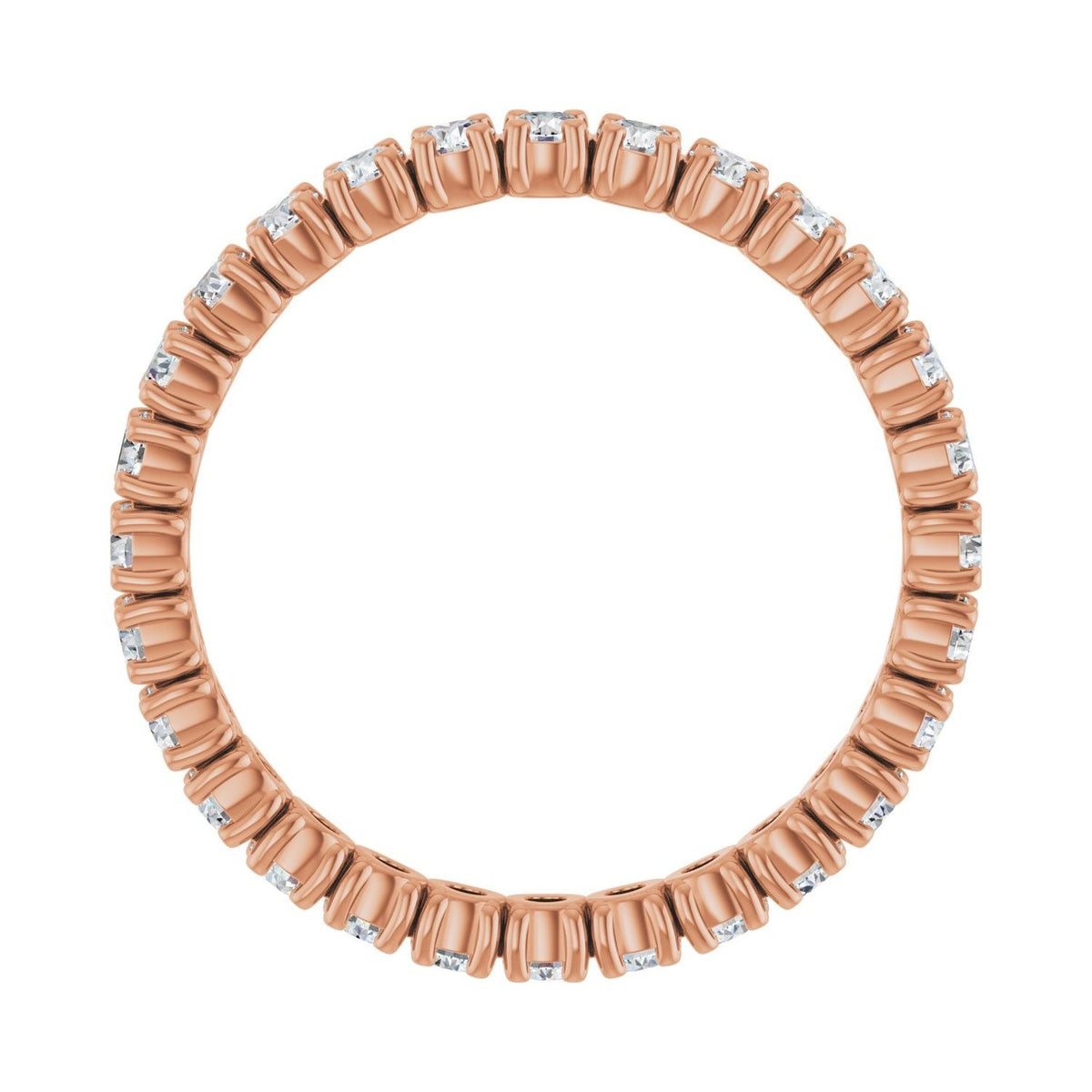 Sapphire Row Natural Diamond Round Eternity Band - 14K Rose Gold, 2.25 mm, 8.5 (view 2)