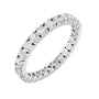 Sapphire Row Natural Diamond Round Eternity Band - 14K White Gold, 2.5 mm, 8.5