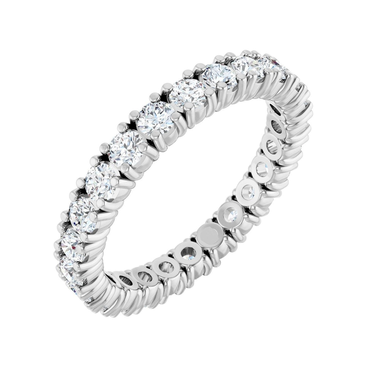 Sapphire Row Natural Diamond Round Eternity Band - Platinum, 2.5 mm, 6.5
