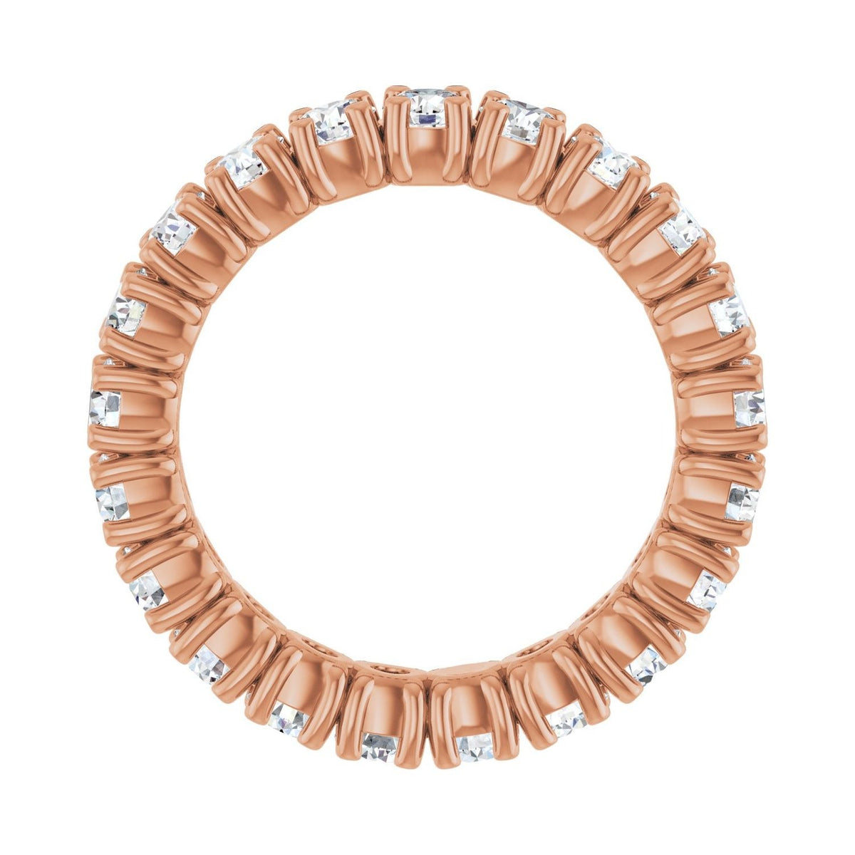 Sapphire Row Natural Diamond Round Eternity Band - 14K Rose Gold, 3 mm, 6 (view 2)
