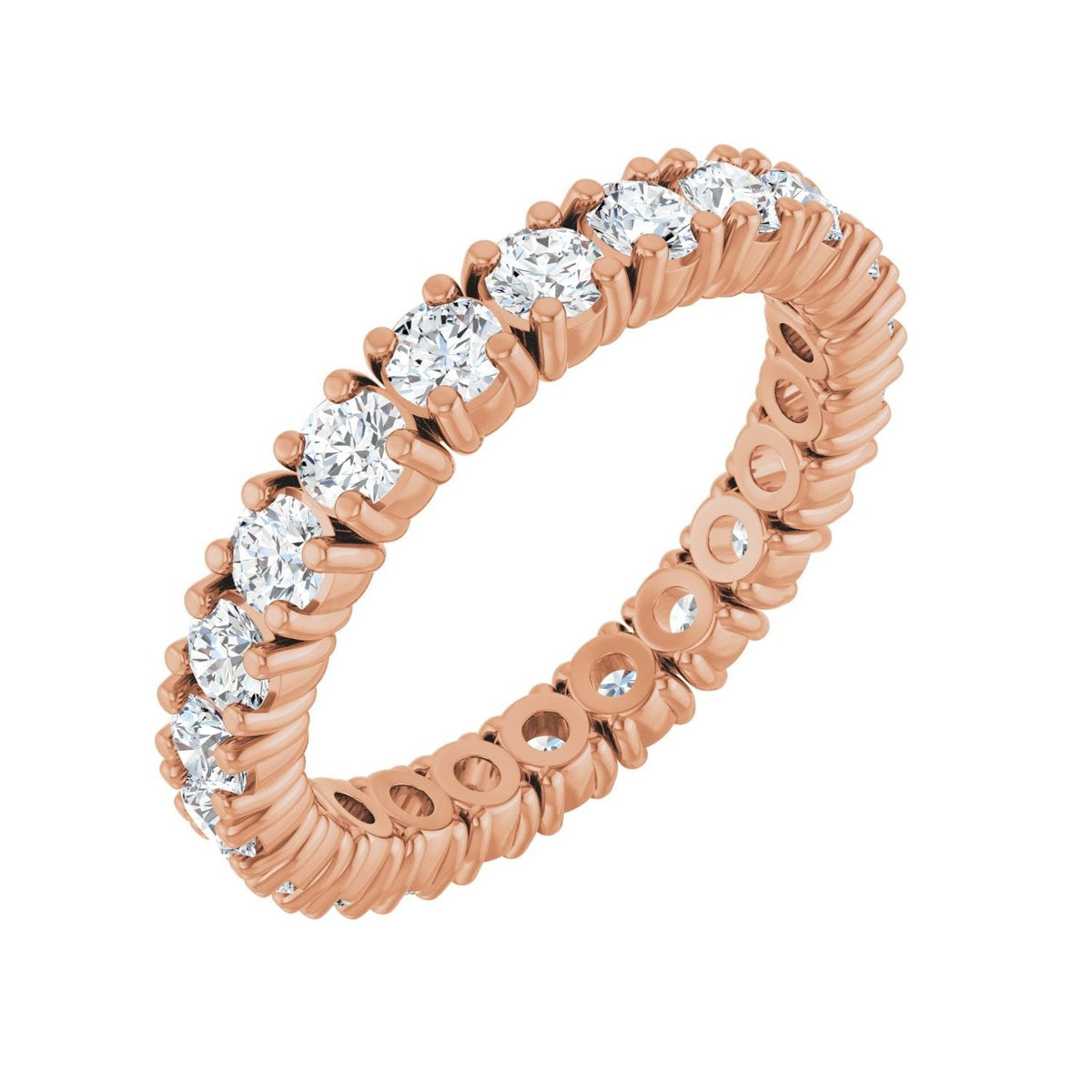 Sapphire Row Natural Diamond Round Eternity Band - 14K Rose Gold, 2.5 mm, 4.5