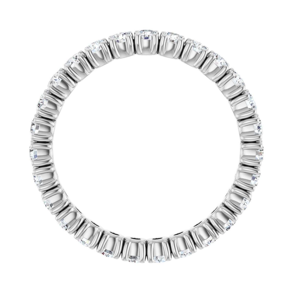 Sapphire Row Natural Diamond Round Eternity Band - 14K White Gold, 2.25 mm, 7 (view 2)