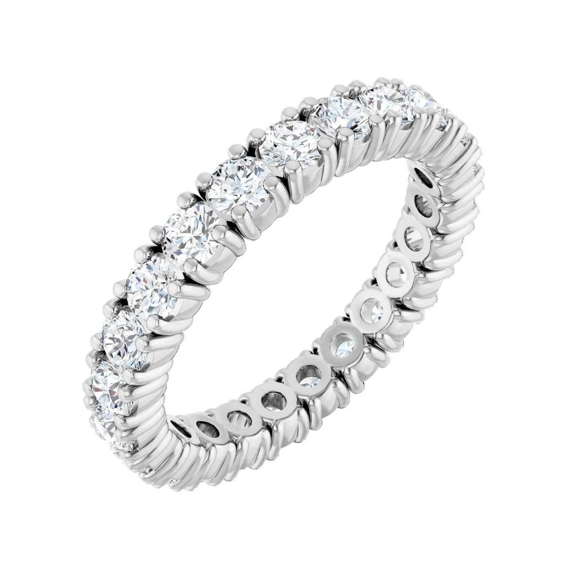 Sapphire Row Natural Diamond Round Eternity Band - Platinum, 3 mm, 8