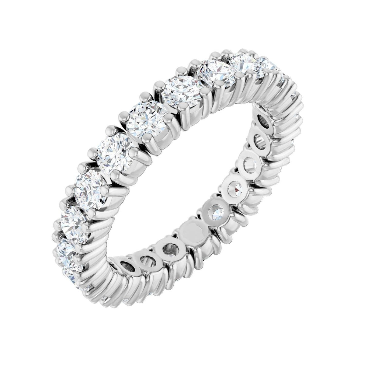Sapphire Row Natural Diamond Round Eternity Band - Platinum, 3 mm, 6.5