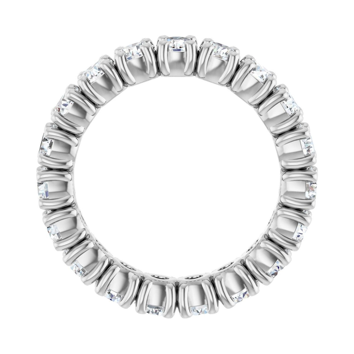 Sapphire Row Natural Diamond Round Eternity Band - 14K White Gold, 3 mm, 4 (view 2)
