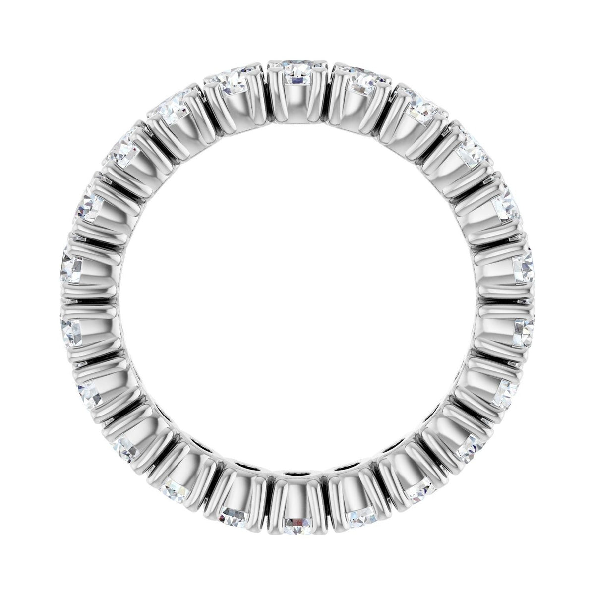 Sapphire Row Natural Diamond Round Eternity Band - 14K White Gold, 3 mm, 7 (view 2)