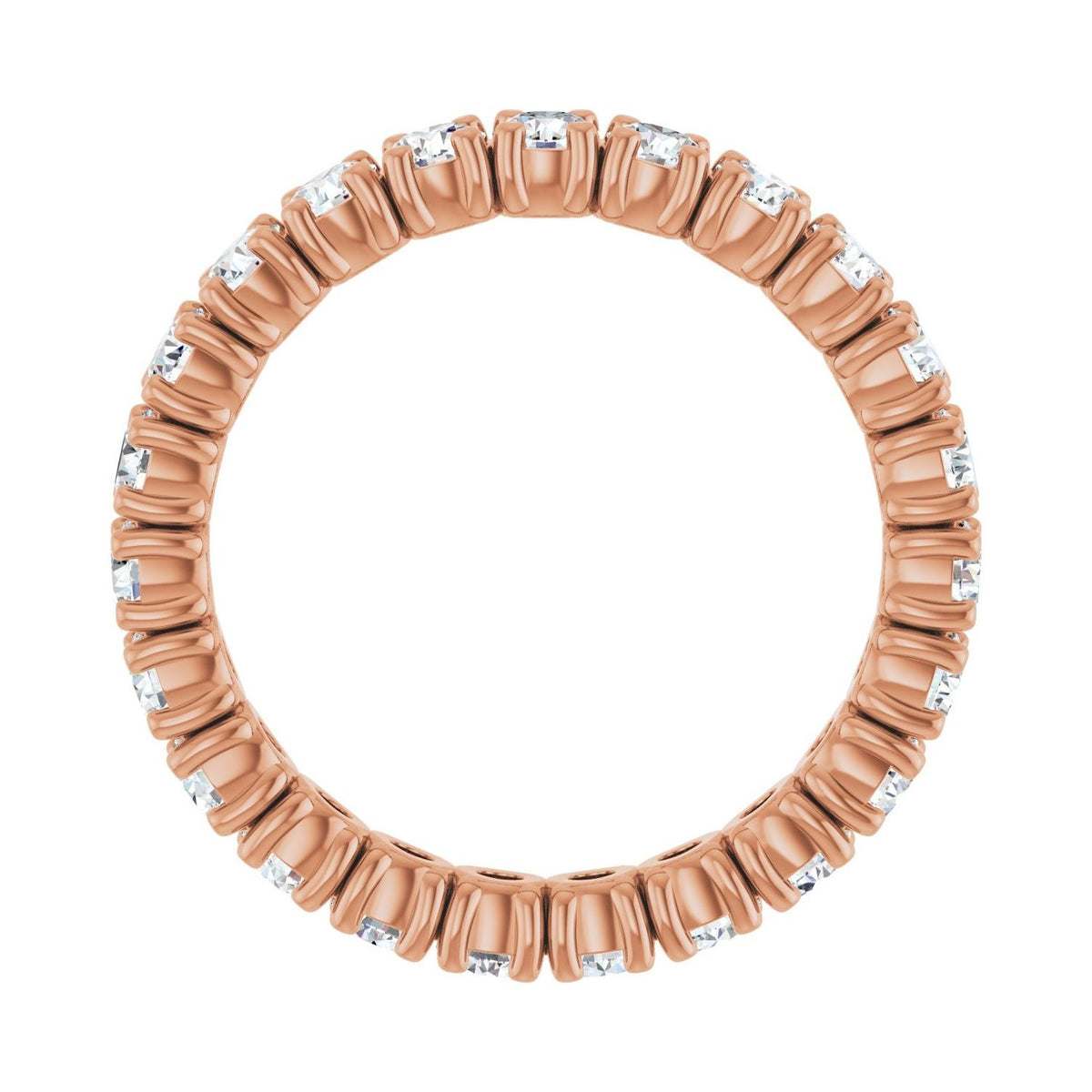 Sapphire Row Natural Diamond Round Eternity Band - 14K Rose Gold, 2.5 mm, 5 (view 2)