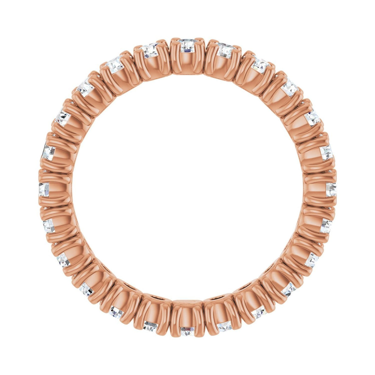 Sapphire Row Natural Diamond Round Eternity Band - 14K Rose Gold, 2.5 mm, 6 (view 2)