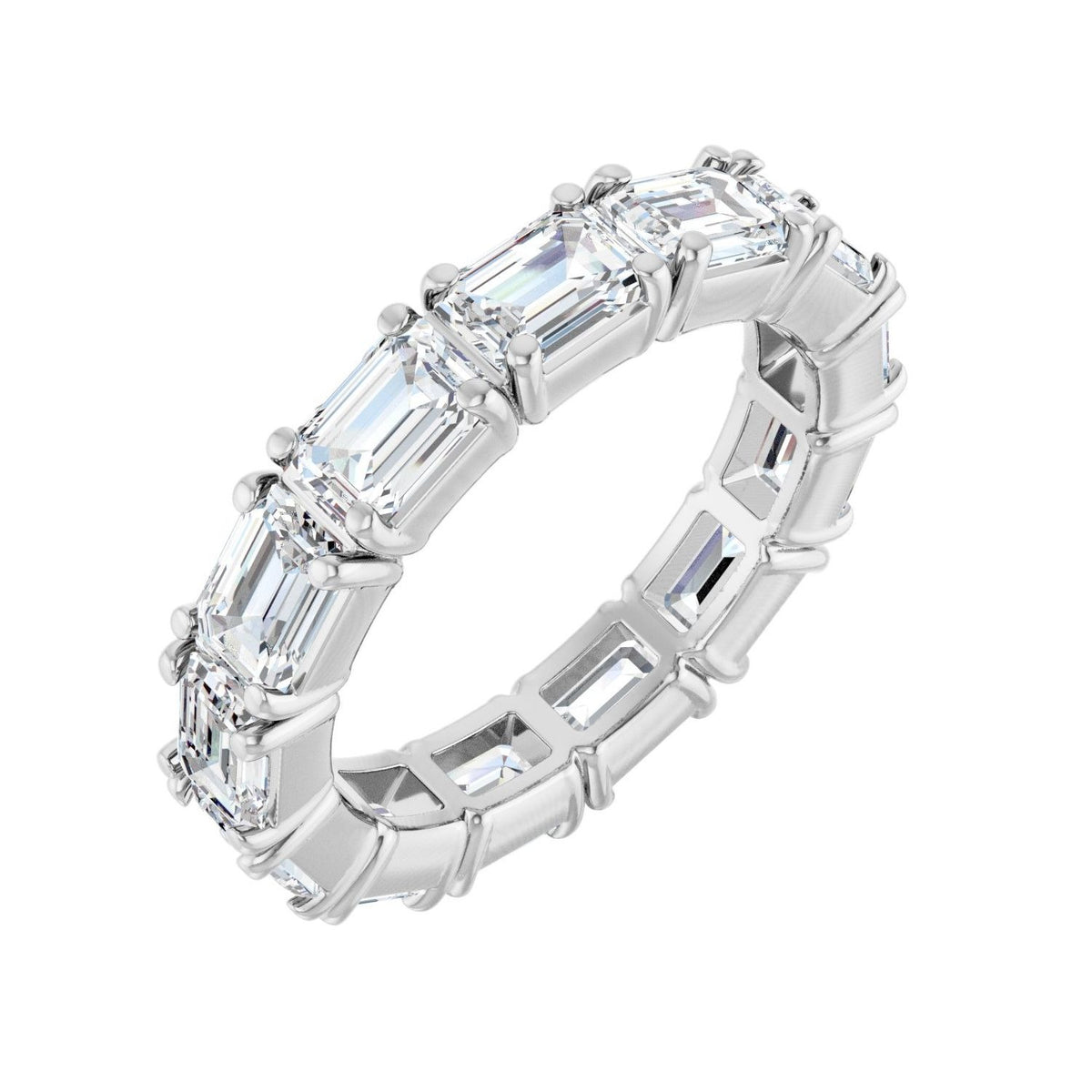 Sapphire Row Lab-Grown Diamond Emerald-Cut Eternity Band - Platinum, 5 × 3.5 mm, 6.5