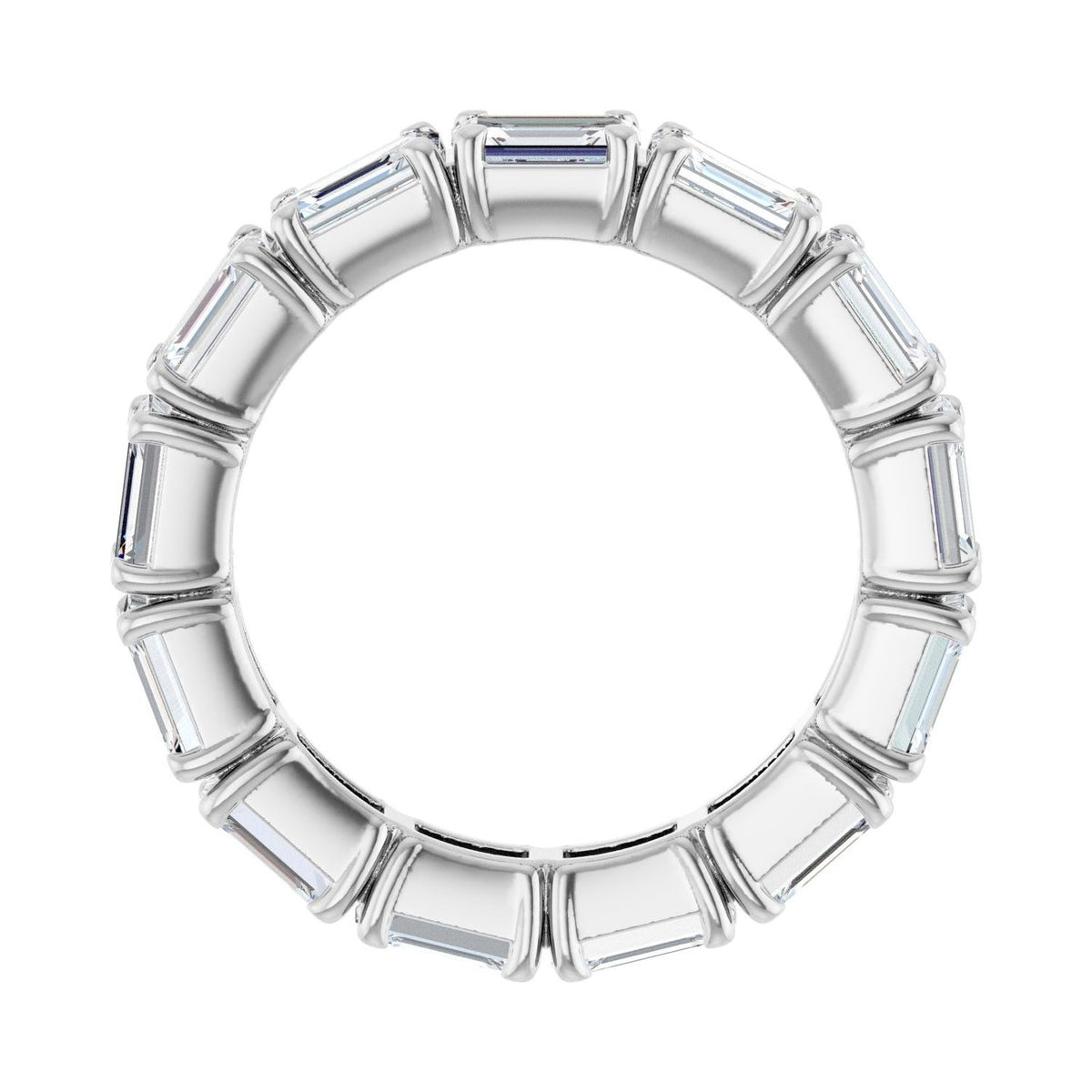 Sapphire Row Lab-Grown Diamond Emerald-Cut Eternity Band - 14K White Gold, 5 × 3.5 mm, 6 (view 2)