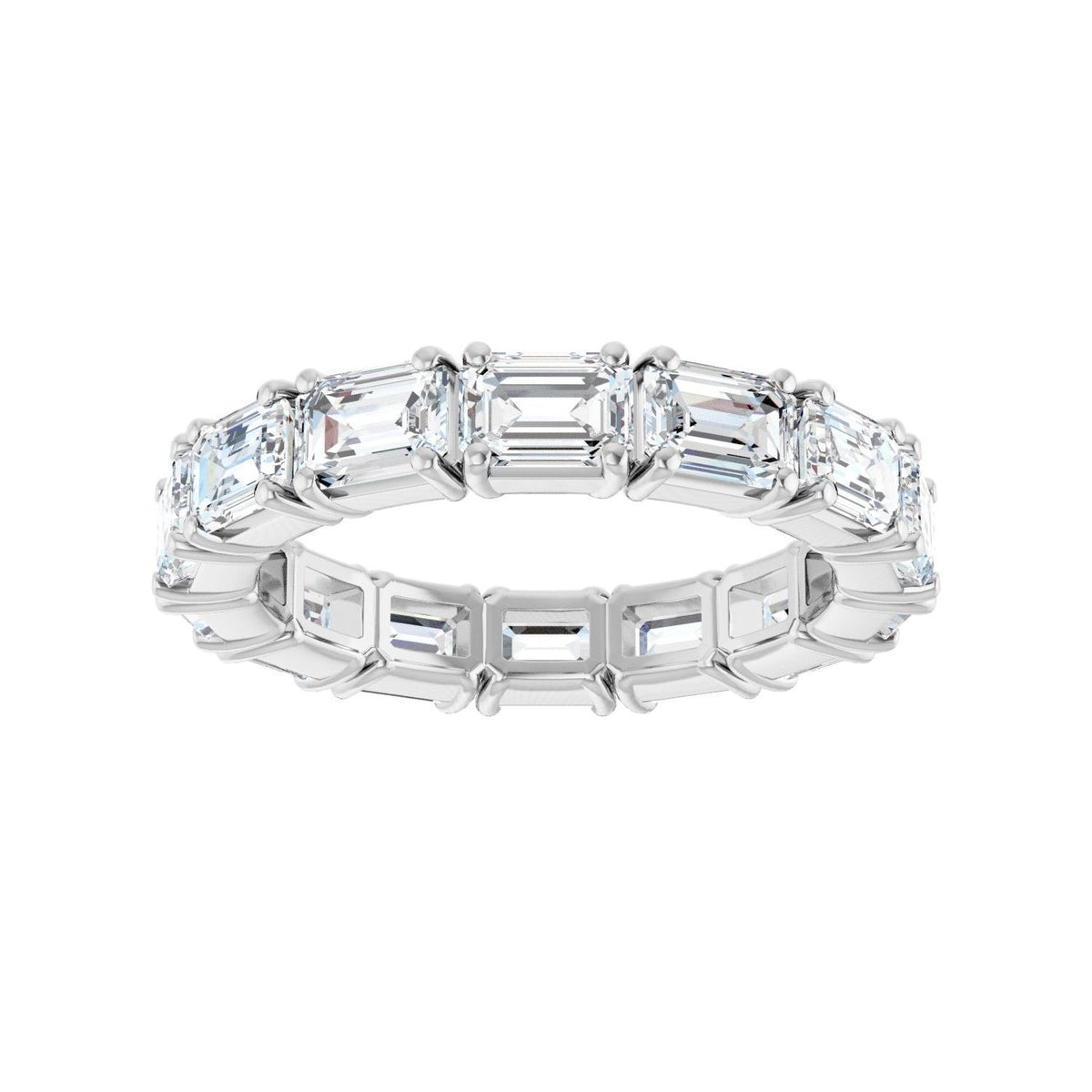 Sapphire Row Lab-Grown Diamond Emerald-Cut Eternity Band - 14K White Gold, 5 × 3.5 mm, 8 (view 3)