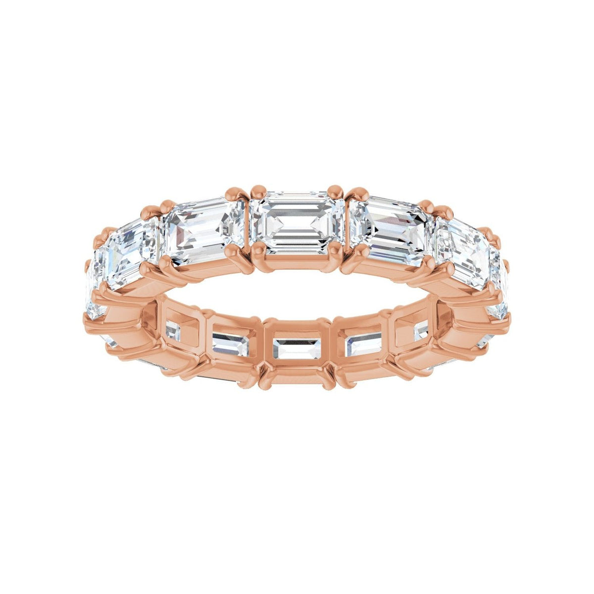 Sapphire Row Lab-Grown Diamond Emerald-Cut Eternity Band - 14K Rose Gold, 5 × 3.5 mm (view 3)