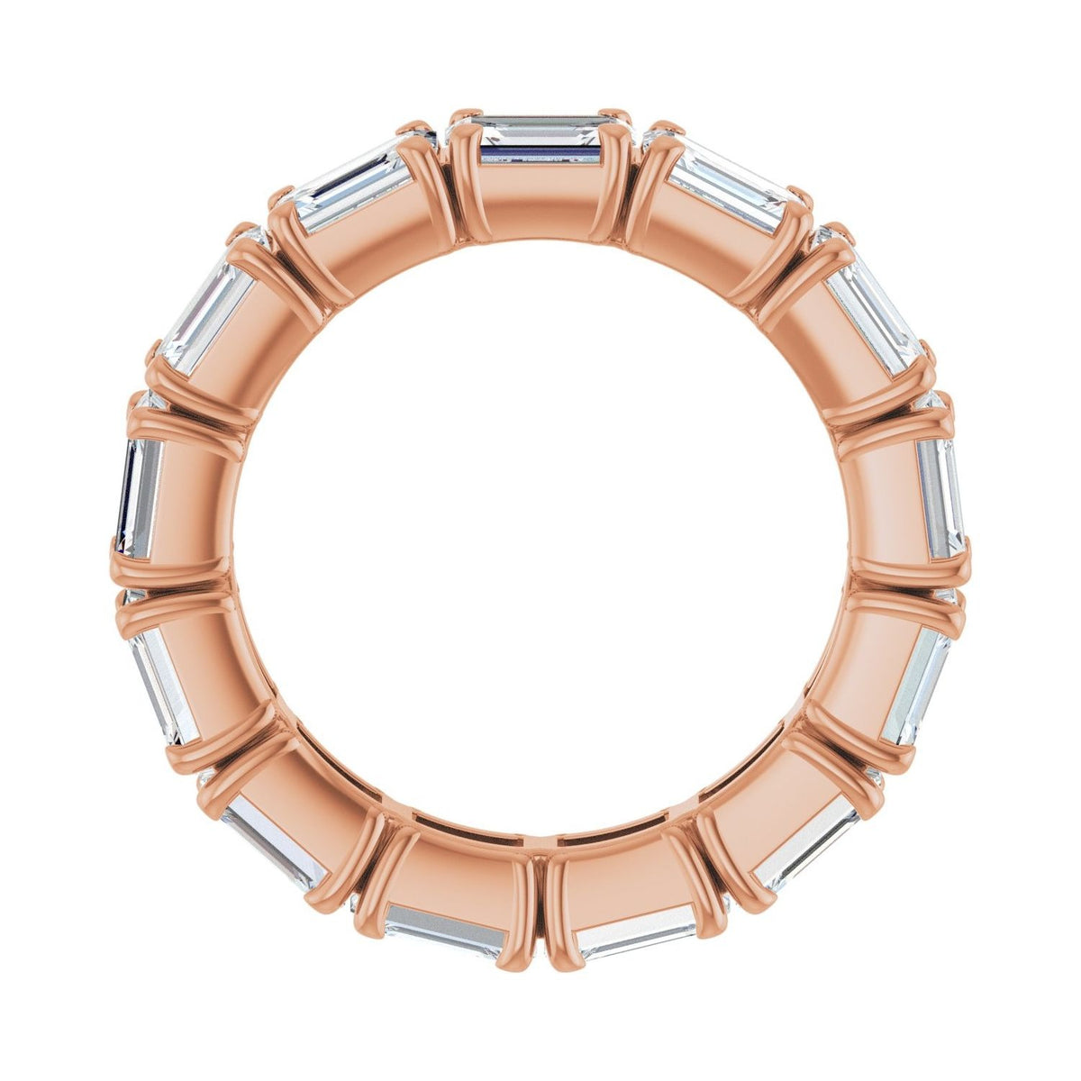 Sapphire Row Lab-Grown Diamond Emerald-Cut Eternity Band - 14K Rose Gold, 5 × 3.5 mm, 5.5 (view 2)