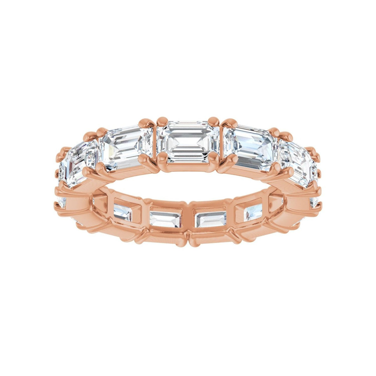 Sapphire Row Lab-Grown Diamond Emerald-Cut Eternity Band - 14K Rose Gold, 5 × 3.5 mm, 6.5 (view 3)