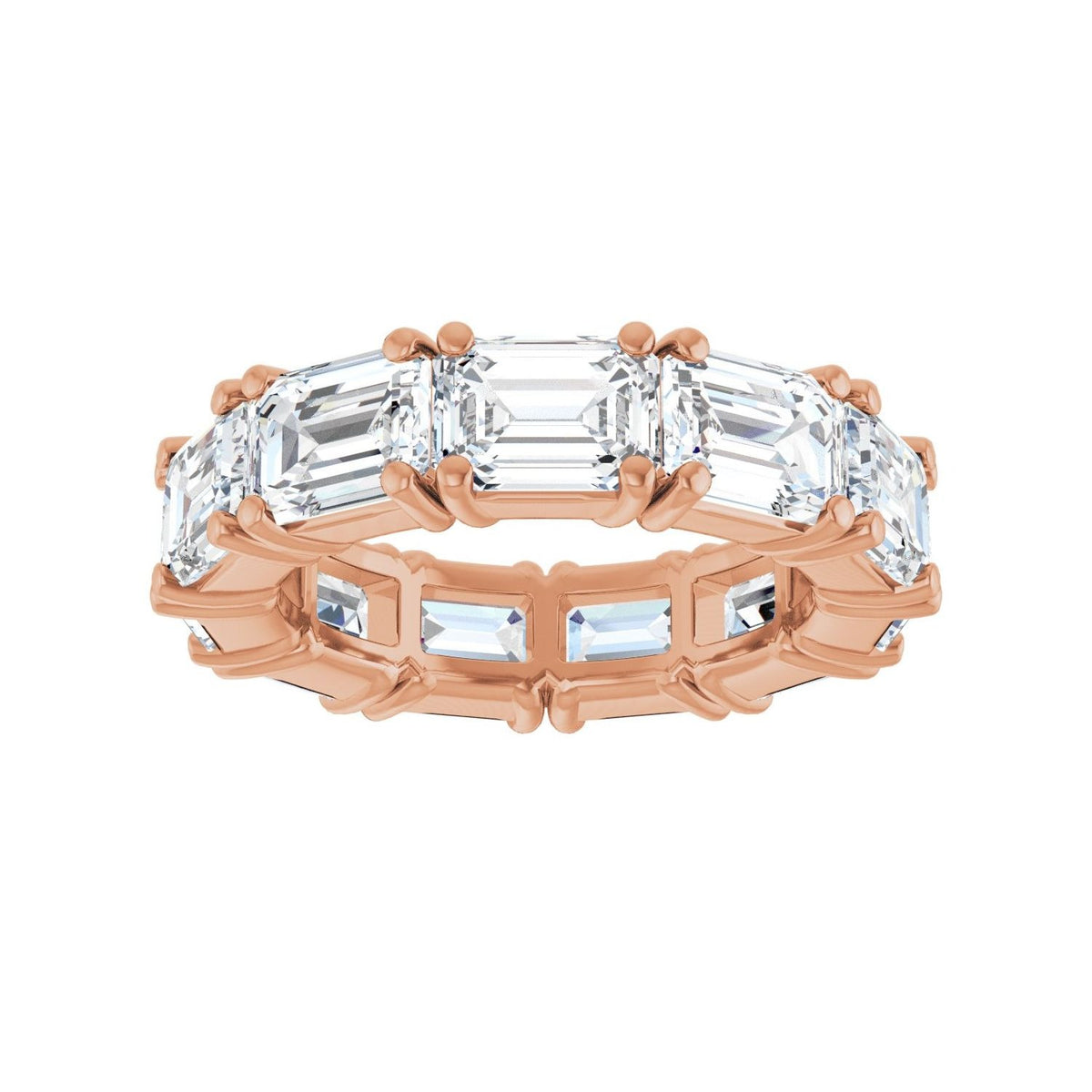 Sapphire Row Lab-Grown Diamond Emerald-Cut Eternity Band - 14K Rose Gold, 5.8 × 4.2 mm, 4 (view 3)