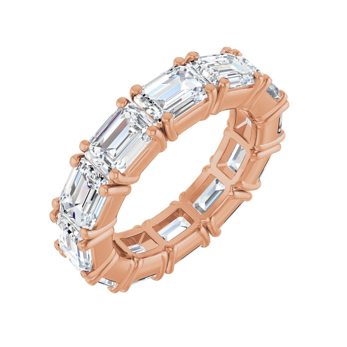 Sapphire Row Lab-Grown Diamond Emerald-Cut Eternity Band - 14K Rose Gold, 5.8 × 4.2 mm, 6