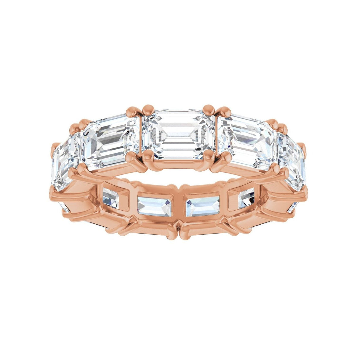 Sapphire Row Lab-Grown Diamond Emerald-Cut Eternity Band - 14K Rose Gold, 5.8 × 4.2 mm, 4.5 (view 3)