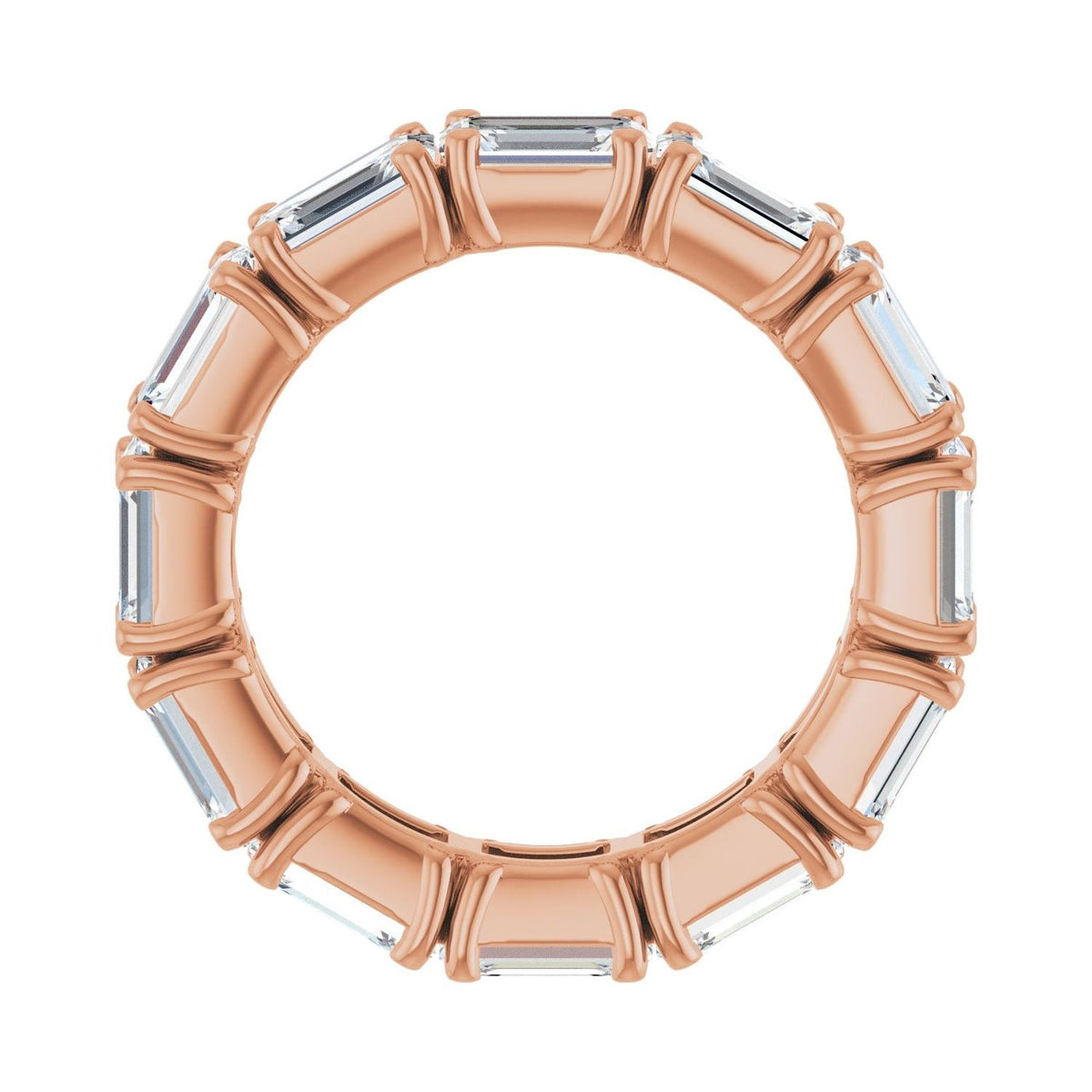 Sapphire Row Lab-Grown Diamond Emerald-Cut Eternity Band - 14K Rose Gold, 5.8 × 4.2 mm, 6.5 (view 2)